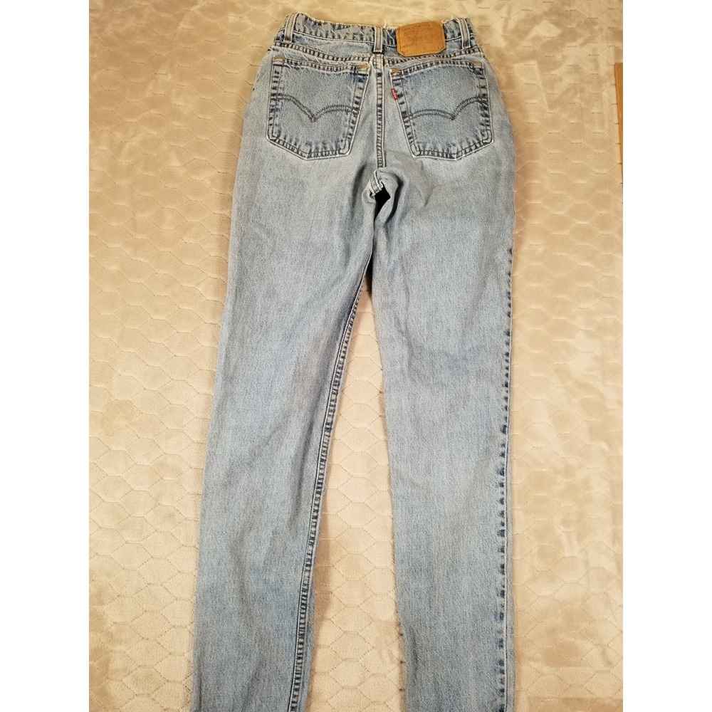 VTG Levis 512 High Rise Slim Tapered Jeans 26x32 USA Custom Painted Floral Faces - Picture 13 of 16